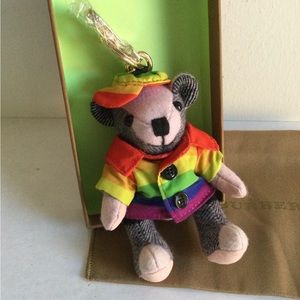 Burberry Thomas Bear Keychain in Cap & Jacket Pride Colors Limited Edition NEW